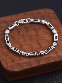 HX Silver Color Tang Grass Pattern Bracelet for Men and Women Fashion Türkiye Style Luxury Handwear New Jewelry