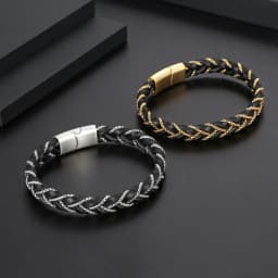 Simple New Style Men's Leather Bracelet Black/Blue/Brown Stainless Steel Buckle Valentine's Day Charm Bangle Gift Jewelry