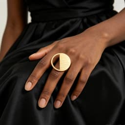 18K Gold Plated Brushed Finish Half‑Circle Hollow Round Earrings & Ring Set For Women Luxury Wedding Party Accessories Gift