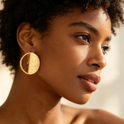 18K Gold Plated Brushed Finish Half‑Circle Hollow Round Earrings & Ring Set For Women Luxury Wedding Party Accessories Gift