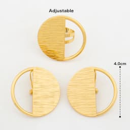 18K Gold Plated Brushed Finish Half‑Circle Hollow Round Earrings & Ring Set For Women Luxury Wedding Party Accessories Gift