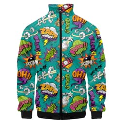 Colorful Monster Graffiti Art Men's Plus Size 3D Jacket Sportswear Spring Stand-up Collar Zipper Sweater Baseball Jacket Men's