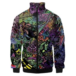 Colorful Monster Graffiti Art Men's Plus Size 3D Jacket Sportswear Spring Stand-up Collar Zipper Sweater Baseball Jacket Men's