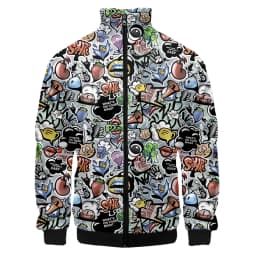 Colorful Monster Graffiti Art Men's Plus Size 3D Jacket Sportswear Spring Stand-up Collar Zipper Sweater Baseball Jacket Men's