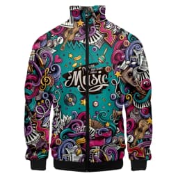Colorful Monster Graffiti Art Men's Plus Size 3D Jacket Sportswear Spring Stand-up Collar Zipper Sweater Baseball Jacket Men's