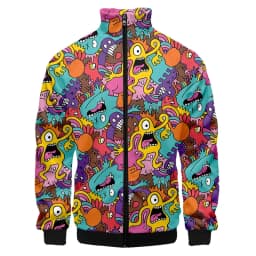 Colorful Monster Graffiti Art Men's Plus Size 3D Jacket Sportswear Spring Stand-up Collar Zipper Sweater Baseball Jacket Men's