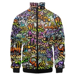 Colorful Monster Graffiti Art Men's Plus Size 3D Jacket Sportswear Spring Stand-up Collar Zipper Sweater Baseball Jacket Men's