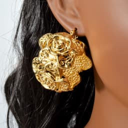 Sunny Jewelry Fashion Lady Hoop Earrings Gold Plated Flower Round Earring African Women Party Wedding Anniversary Jewellery Gift