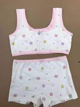 Girl Bra Boxers Set Cute Floral Strawberry Prints Teens Underwear Size 130-160 Big Girl Underwear Bra Panties Set