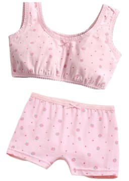 Girl Bra Boxers Set Cute Floral Strawberry Prints Teens Underwear Size 130-160 Big Girl Underwear Bra Panties Set