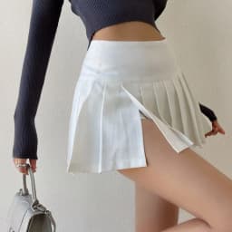 Gidyq Summer Women Pleated Skirts Vintage High Waist Female Sexy Mini Skirts Korean Casual All Match Streetwear Slit Skirt New