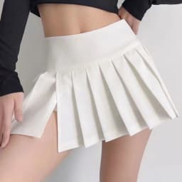 Gidyq Summer Women Pleated Skirts Vintage High Waist Female Sexy Mini Skirts Korean Casual All Match Streetwear Slit Skirt New