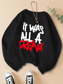 Women Casual Comfortable Pullover It Was A Dream Prints Sweatshirt Fashion Warm Clothing Loose Crewneck Fleece Female Hoodies