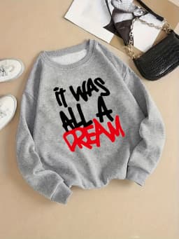 Women Casual Comfortable Pullover It Was A Dream Prints Sweatshirt Fashion Warm Clothing Loose Crewneck Fleece Female Hoodies