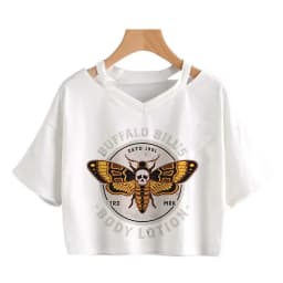 2000s Y2k Print Women Tee Shirt Harajuku Gothic Cropped Mange Tshirt Funny Graphic T-shirt Korean Style Casual Crop Tops Female
