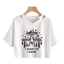 2000s Y2k Print Women Tee Shirt Harajuku Gothic Cropped Mange Tshirt Funny Graphic T-shirt Korean Style Casual Crop Tops Female