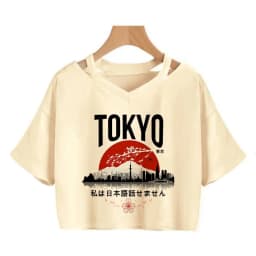2000s Y2k Print Women Tee Shirt Harajuku Gothic Cropped Mange Tshirt Funny Graphic T-shirt Korean Style Casual Crop Tops Female