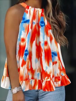Plus size women's spring and summer fresh and fashionable halter neck off-shoulder solid color elegant urban vest suspender 。