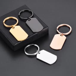 5Pcs ID Dog Tag Stainless Steel Keychain Military Army Keyring For Men Womens Punk Metal Smooth Army Tag Key Chain Gift