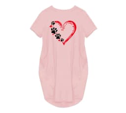 Women's Love Cat Paw Print Printed Loose Long Sleeved Summer Plus Size Dress Streetwear Oversized O-Neck