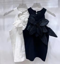 Black White 3D Diamonds Flower Stitch Sleeveless Knitted Top Slim Fit Halter Vest 2025 Sring Summer Knitwear Sexy Crop Tank Top