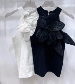 Black White 3D Diamonds Flower Stitch Sleeveless Knitted Top Slim Fit Halter Vest 2025 Sring Summer Knitwear Sexy Crop Tank Top