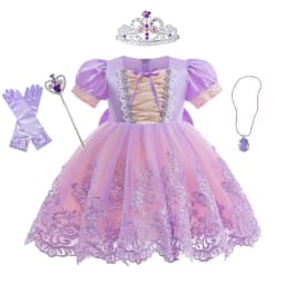 Girls New Fancy Girl Embroidered Flower Rapunzel Princess Party Dress Christmas Baby Girls Sofia Puff Sleeve Infants Ball Gowns