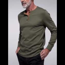 Spring and Autumn New Cross-border Men's Independent Station Corduroy Casual Henry Slim Solid Color Long Sleeve T-Shirt