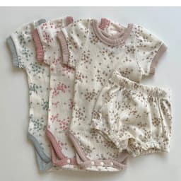 TZ2432 New Korean Baby Flower Short Sleeved Set for Women's Baby Thin Cotton Soft Home Short Sleeved Shorts Two Piece Set