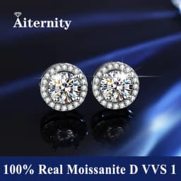 0.5-1CT Testing Passed Moissanite And Zircon Earrings for Men Women S925 Silver Platinum Plated Bride Wedding Diamond Studs GRA