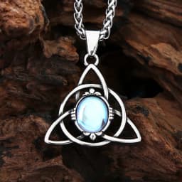 New Vintage Vikings Trinity Knot Pendant With Opal Necklaces For Women Men Nordic Odin Amulet Necklace Jewelry Gifts Wholesale