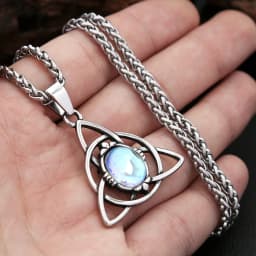 New Vintage Vikings Trinity Knot Pendant With Opal Necklaces For Women Men Nordic Odin Amulet Necklace Jewelry Gifts Wholesale