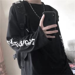 Cool Harajuku Ins Tshirt Hip Hop T-shirts Men Women Casual Korean T Shirt Long Sleeve Loose Tshirt Streetwear Autumn Tops Male