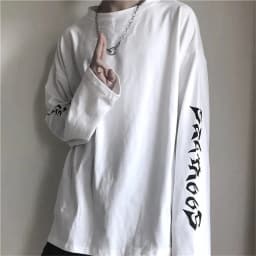 Cool Harajuku Ins Tshirt Hip Hop T-shirts Men Women Casual Korean T Shirt Long Sleeve Loose Tshirt Streetwear Autumn Tops Male