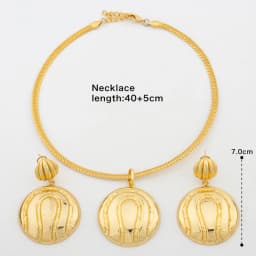 Brazilian  Plated Big Jewelry Set for Women Bold Design Large Earrings Necklace Dubai African 2Pcs Set Wedding Gift