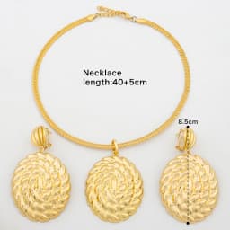 Brazilian  Plated Big Jewelry Set for Women Bold Design Large Earrings Necklace Dubai African 2Pcs Set Wedding Gift
