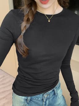 Spring Autumn T Shirt Women Tops Solid Long Sleeve Ruched O Neck Tshirts Female Korean Casual Streetwear High Quality Base Tees