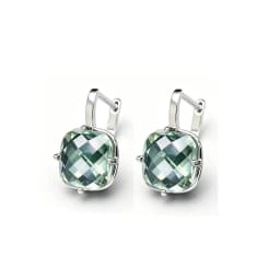 Trendy Green Amethyst Earrings Sterling 925 Silver Gemstone Cushiom Cut 10mm 7Ct Fine Jewelry for Women Lady Party Birthday Gift