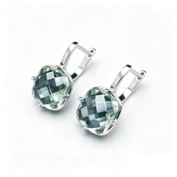 Trendy Green Amethyst Earrings Sterling 925 Silver Gemstone Cushiom Cut 10mm 7Ct Fine Jewelry for Women Lady Party Birthday Gift