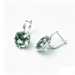 Trendy Green Amethyst Earrings Sterling 925 Silver Gemstone Cushiom Cut 10mm 7Ct Fine Jewelry for Women Lady Party Birthday Gift