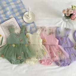 0-2 Years Old Baby Girls Romper Gauze Embroidered Flower Patterns Sling Baby Jumpsuit Summer Infant Clothes