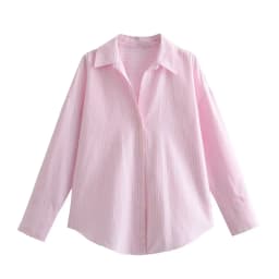BSAY Women Fashion Long Sleeve Single-breasted Lapel Cotton Oxford Blouse Street Clothing Shirt Chic Ladies Crop Tops Mujer