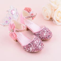 Girls High Heeled Leather Shoes Girls Performance Crystal Single Shoes Children's Sequin Silver Sandals Kids Rhinestone Sandals