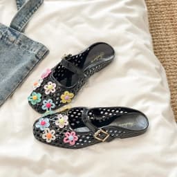 Summer Fashionable Jelly Slippers Women's Koreano Colorful Flower Crystal Mules Shoe Woman Trend Buckle Transparent Flat Sandals