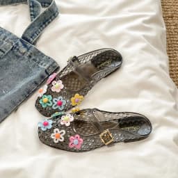 Summer Fashionable Jelly Slippers Women's Koreano Colorful Flower Crystal Mules Shoe Woman Trend Buckle Transparent Flat Sandals