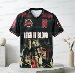 Slayer Reign in Blood Men T-shirt Back Number 86 Retro Dark Print Short Sleeve Rock Football Jersey Summer Tops Family Matching