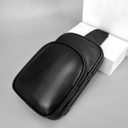 Genuine Leather Small Sling Bag Casual Crossbody Shoulder Chest Cell Phone Purse Fanny Packs Gifts for Women Men Black