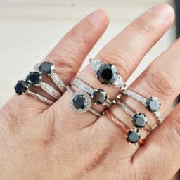 1-3 Carat Black Color Real Lab Grown Moissanite Diamond white Certified Ring for Women Wedding 18K Gold Plated Fine Jewelry Gift