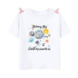 Astronaut Birthday Number 1-12 Print Shirt Kid T-Shirt Boy Astronaut Theme Party Tops Clothes Space Print Child Short Sleeve Tee