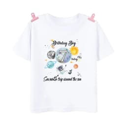 Astronaut Birthday Number 1-12 Print Shirt Kid T-Shirt Boy Astronaut Theme Party Tops Clothes Space Print Child Short Sleeve Tee